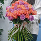 orange and purple rose bouquet