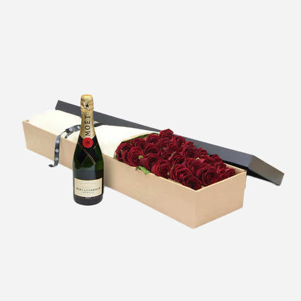 Luxury Red Roses with Moet