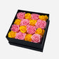 Infinity Pink and Yellow Roses in a Black Box