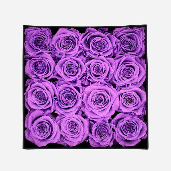 16 Infinity Purple Roses in a Black Box