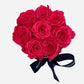 Infinity Cerise Roses in a White Hat Box