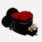 Infinity Red Roses in Velvet Heart Hat Box