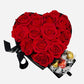 Infinity Red Roses in Velvet Heart Hat Box