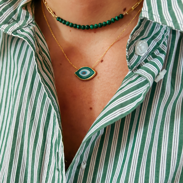 Atlanta Malachite Choker - Gold