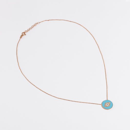 Havana Enamel Evil Eye Necklace - Blue