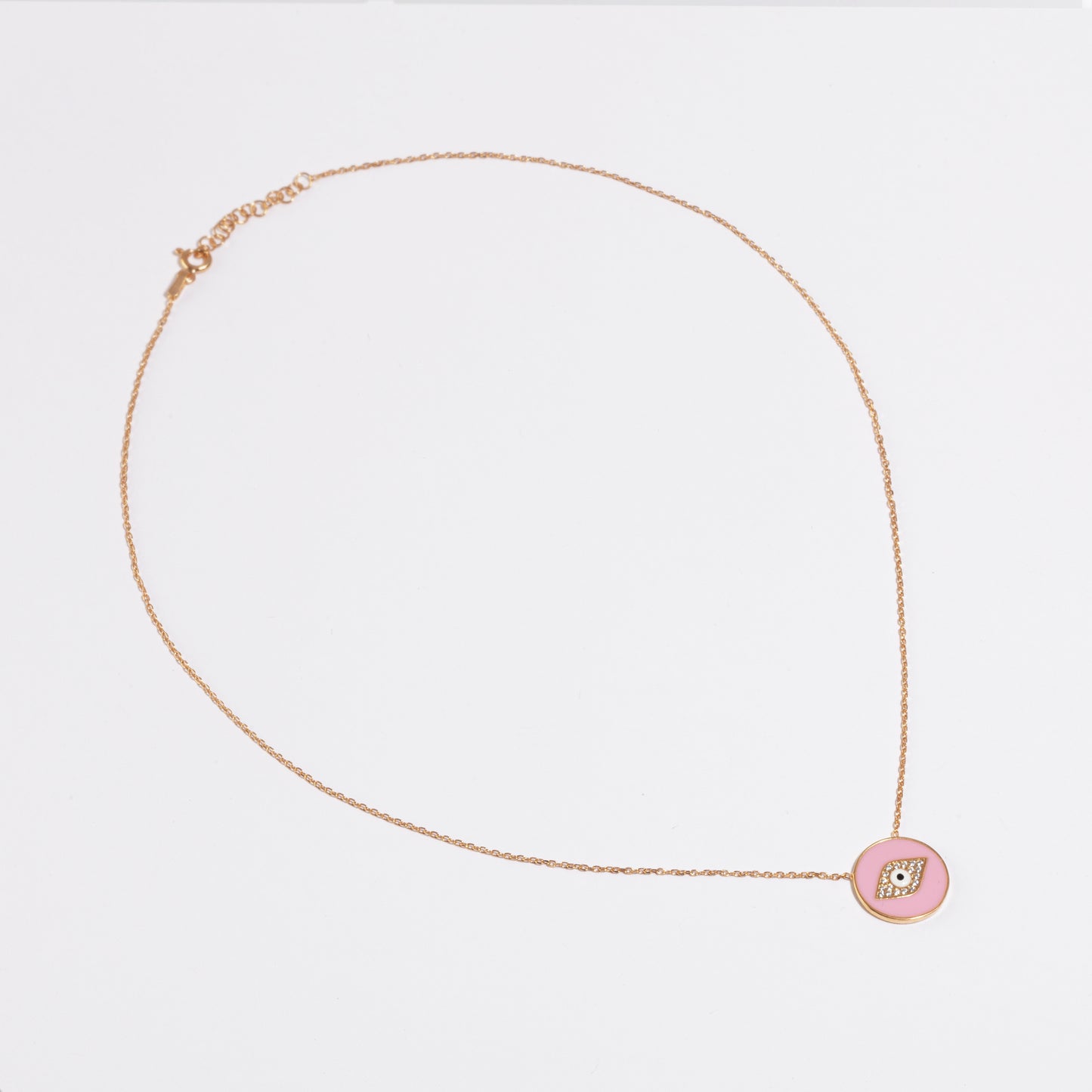 Havana Enamel Evil Eye Necklace - Pink