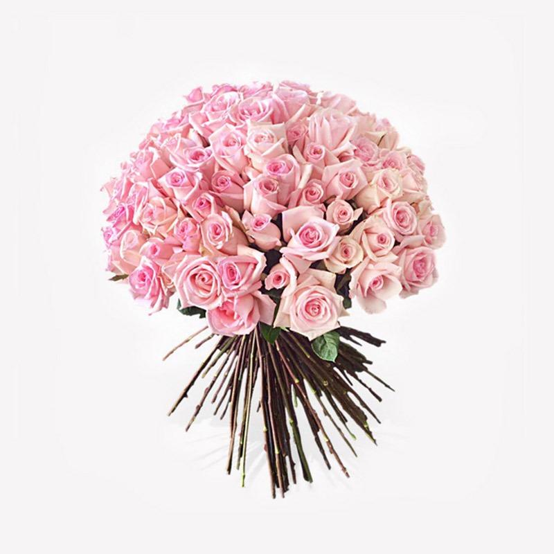 Luxury long stem pink rose bouquet, made with pink Hera roses