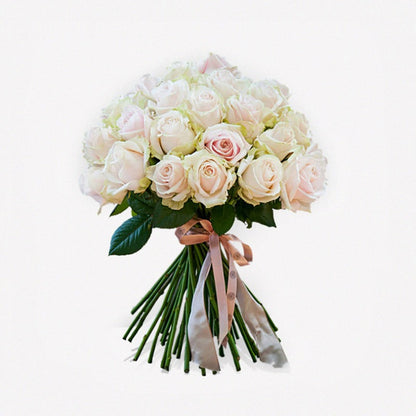 Long stem luxury rose bouquet hand-tied with sweet avalanche pink roses